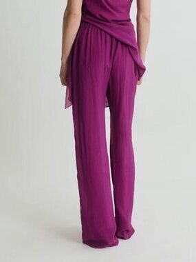 MANGO Women's Purple Fuschia Flowy Strait Pants - Size Small - NEW with TAGS